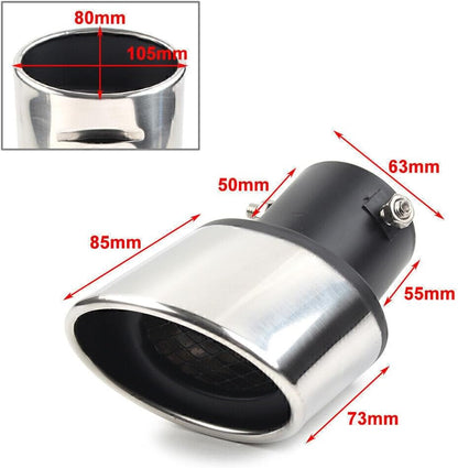 ya 6 8.14 Sliver Universal Car Bent Rear Pipe Tail Muffler Tip Round Accessories