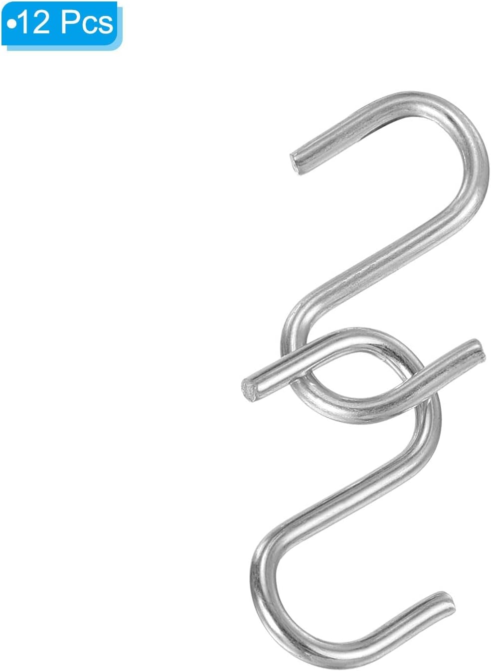 ya 26 10.21 baidi 1 S Shaped Hooks, 12 Pack Multipurpose S Hanging Hooks, Silver Tone