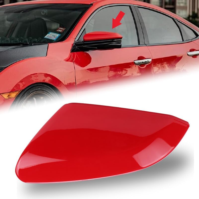 ya 11 9.14 baidiSide Mirror Cap Cover fit for Honda for Civic 2016-2021 Red Driver Left Side LH