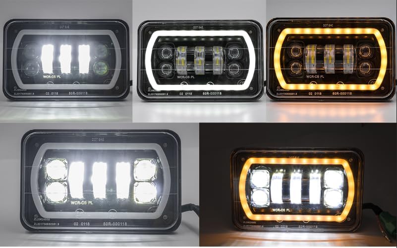 ya 7 8.24 baidi for Buick Regal Electra 4x6 Square LED Headlights High/Low Beam DRL Turn Signal Lights 