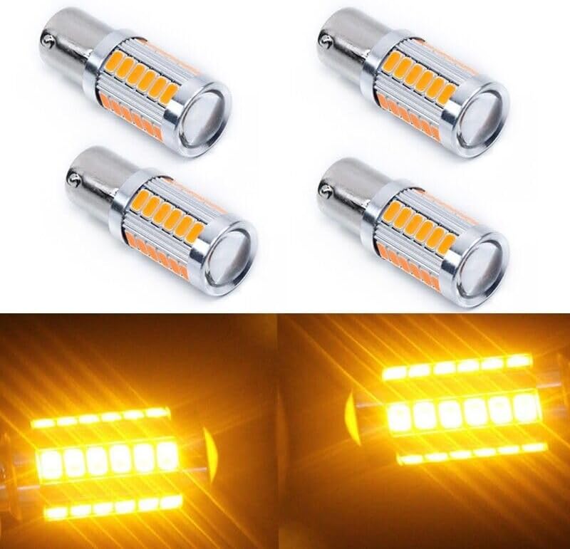 ya 4 8.8 4 Pack 12V DC Signal Light Car Tail Turn Brake Reverse Signal Bulb Amber 