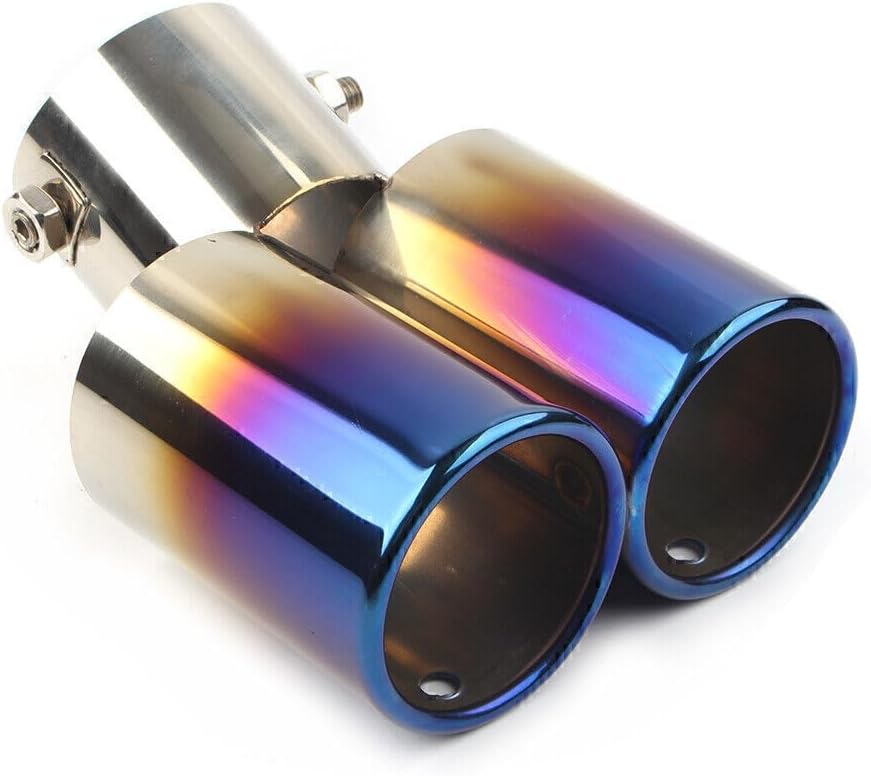 ya 14 9.20 zhengce Universal Stainless Steel Car Rear Dual Pipe Tail Muffler Tip Tailpipe-1