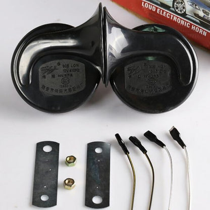 ya 5 8.24 baidi Black Loud Dual-tone Snail Universal Electric Horn 12V 110 dB Car Truck 2PCS Set
