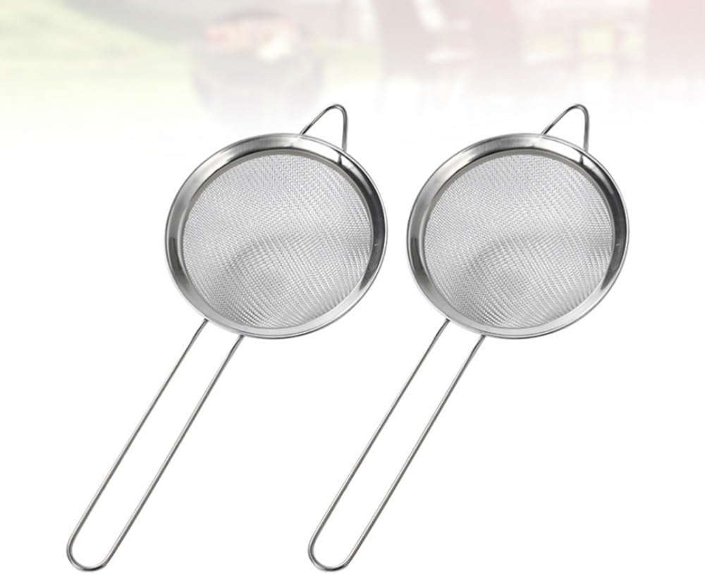 ya 14 9.20 baidi 2 Pcs Handheld Flour Sieve Stainless Steel Powdered Sugar Net Sifting Strainer-1