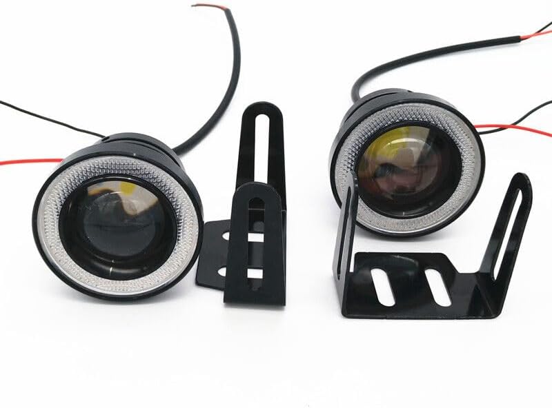 ya 13 9.15 baidi 2x Car Fog Light Running Lamps Blue/White COB Halo 3 Angel Eye Ring Hawkey