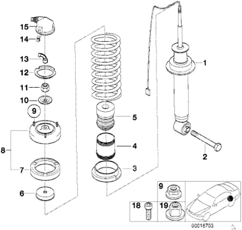 ya 8 8.24 baidi 2 Rear Support Strut Mount Set LH/RH for BMW E39 525i 528i 530i 540i 33521091710