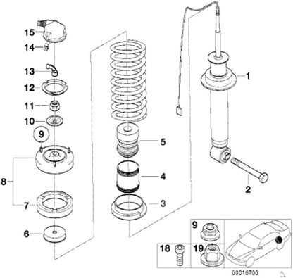 ya 8 8.24 baidi 2 Rear Support Strut Mount Set LH/RH for BMW E39 525i 528i 530i 540i 33521091710