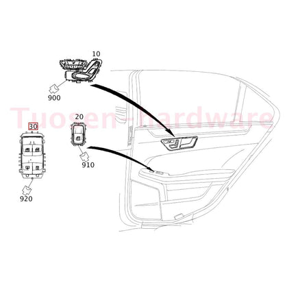 ya 8 8.24 baidi Power Window Switch for Benz W222 S550 S600 S63 AMG 14-17 Rear Right 2229051505