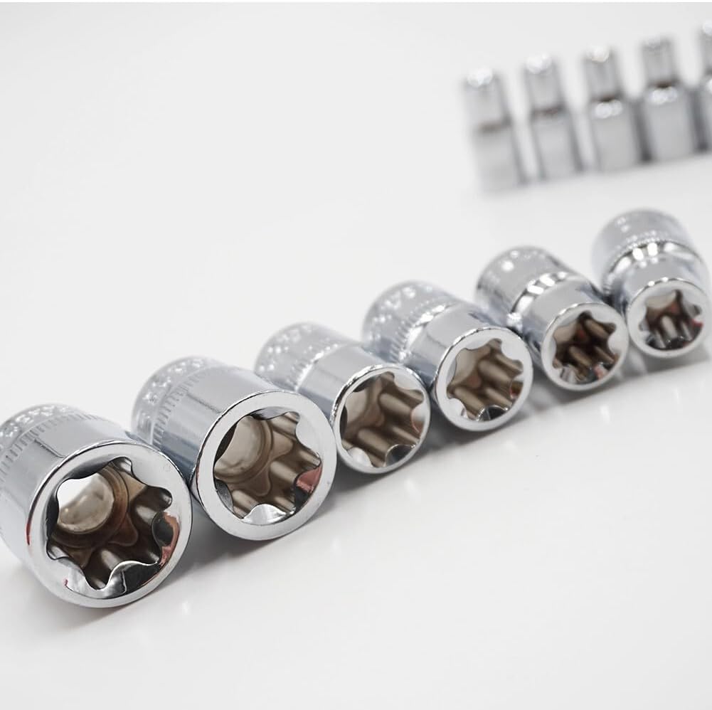 ya 14 9.20 baidi 11x 1/4 3/8 Torx Star Socket Set E Type Sockets Wrench Head Auto Repair Tools-1