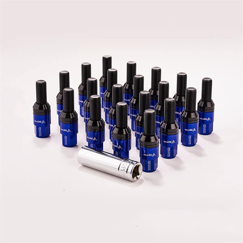 ya 10 9.16 baidi Blue 20 Piece M14x1.5 Wheel Bump Bolts Tapered for SEAT Pegs 28mm Set Suitable for Most Aftermarket -