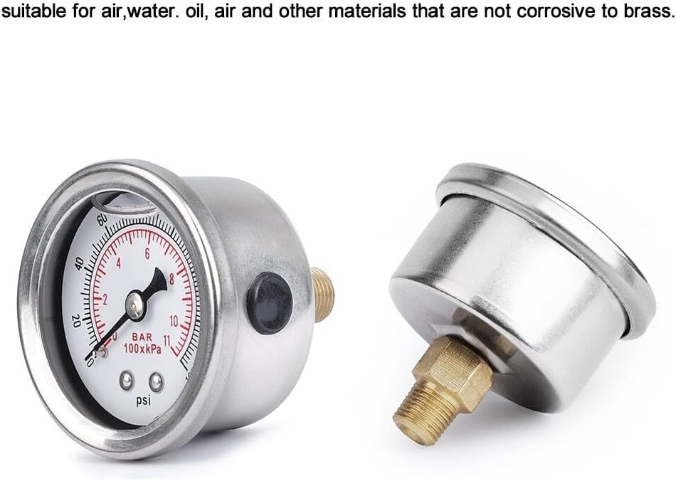 ya 11 9.14 baidi2Pcs Adjustable 0-160 PSI Fuel Oil Pressure Regulator Gauge 1/8 NPT Universal