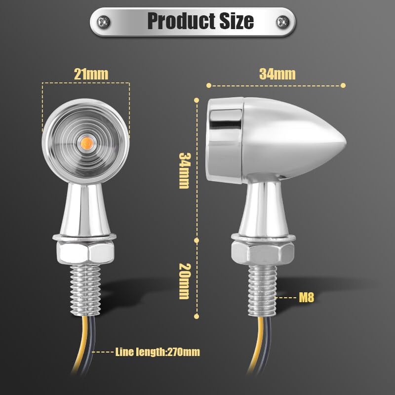 ya 4 8.14 A pair of chrome motorcycle for Mini turn signal flashing brake lights for Harley