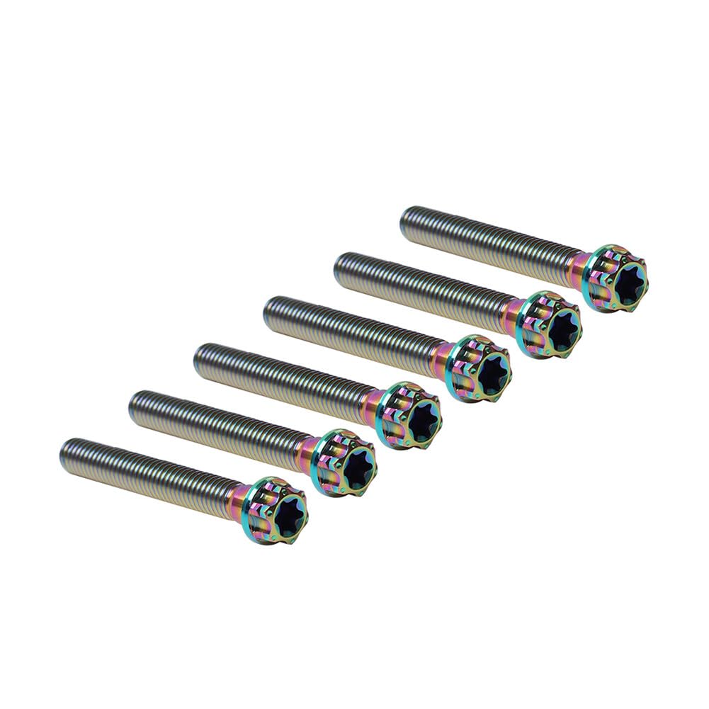 ya 9 10.24 6pcs Bolts Torx Head Flange Screws M8x50mm Rainbow for Motorcycle Bike