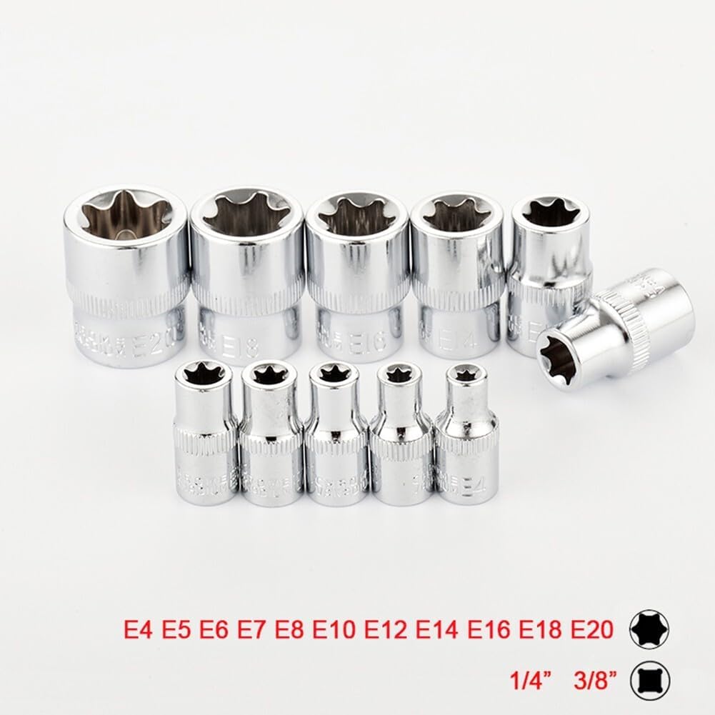 ya 14 9.20 baidi 11x 1/4 3/8 Torx Star Socket Set E Type Sockets Wrench Head Auto Repair Tools-1