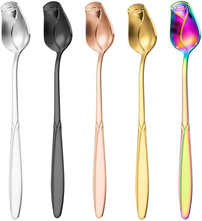 ya 14 9.20 baidi Polished Mirror Finish Rose Coffee Spoons for a Luxurious Dining Experience-1