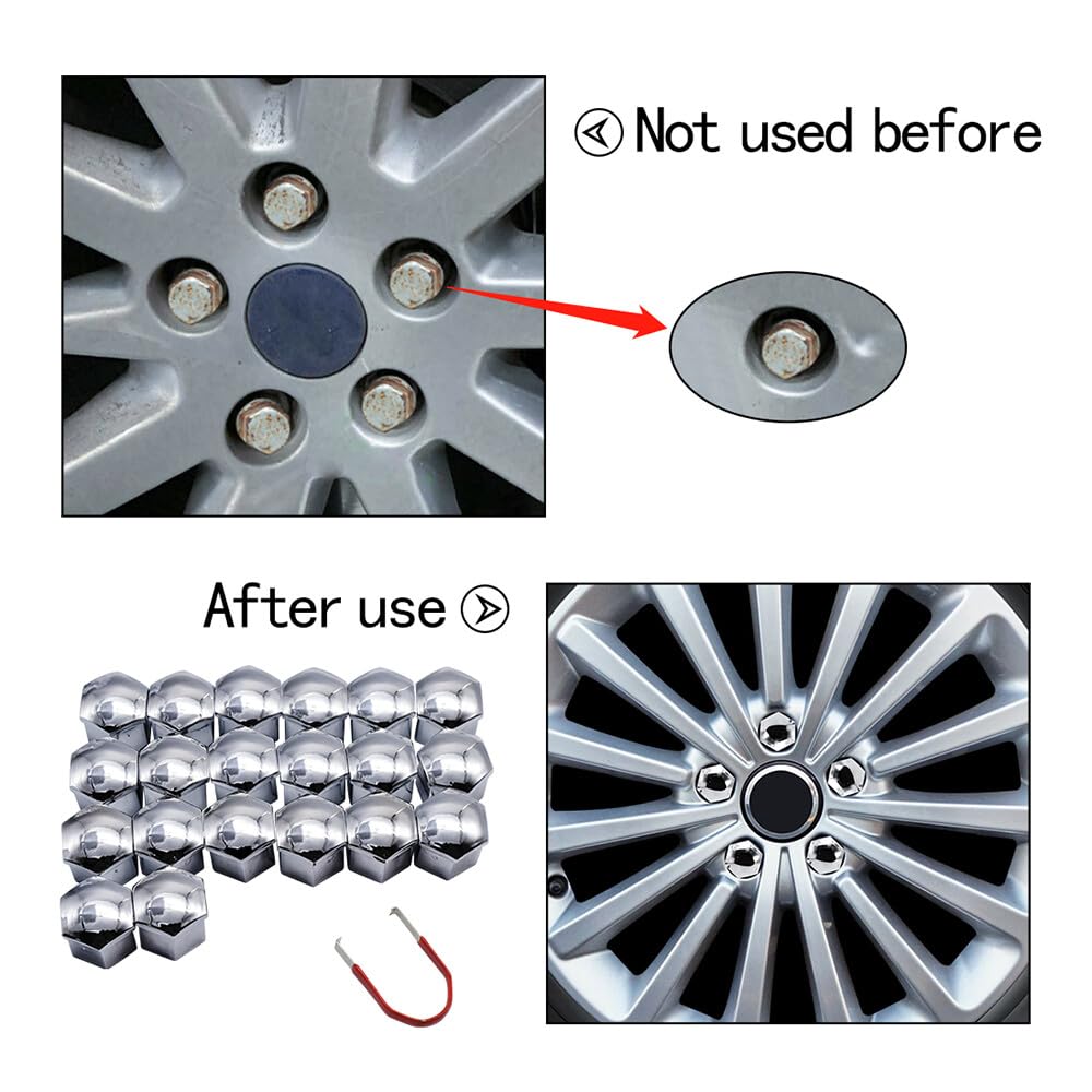 ya 10 9.16 baidi 20pcs Red Golden 21mm Car Wheel Nut Lug Cover Hub Screw Cap Bolt Rim Tire + Tool
