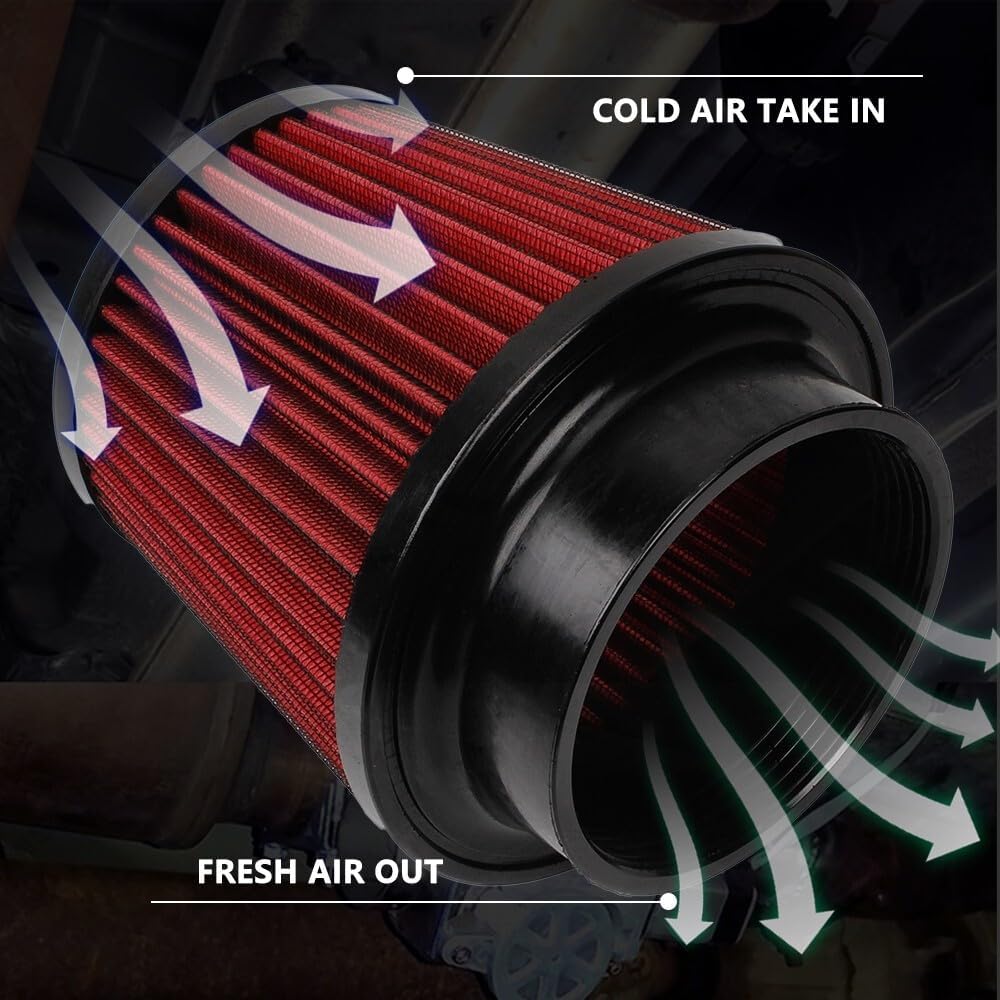 ya 13 9.15 baidi 4 100mm Red Dry Air Filter Inlet Cold Air Intake Cone+Air Filter Dust Cover