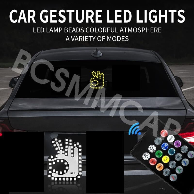 ya 6 8.24 baidi Finger Gesture Light LED Car Back Window Sign Hand Light with Remote Control
