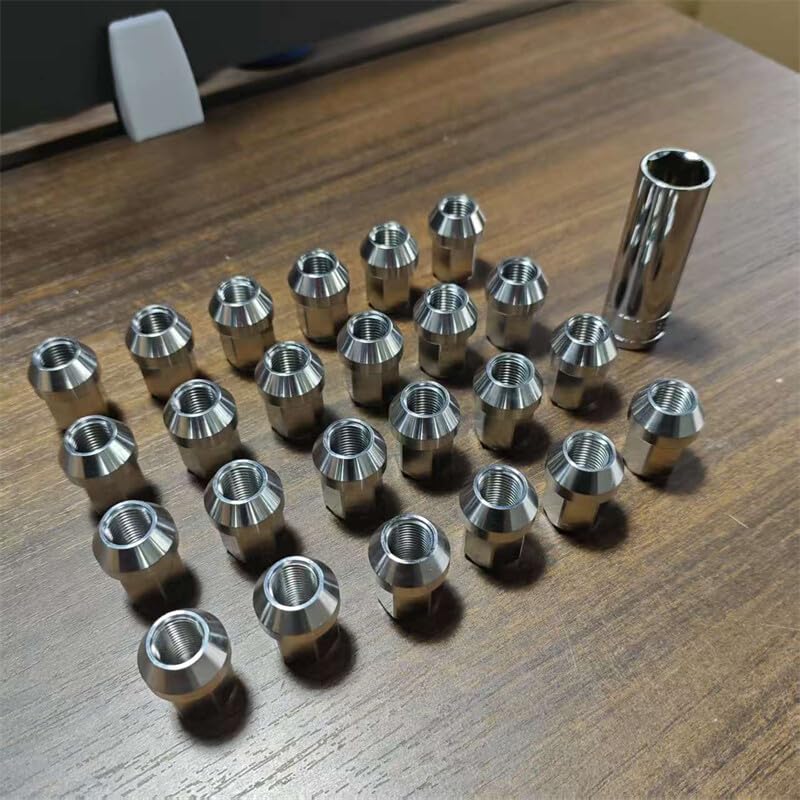 ya 10 9.16 baidi 24pcs M14*1.5 Stainless Steel Wheel Nuts Lug Nuts Hex 19mm Length 35mm Universal