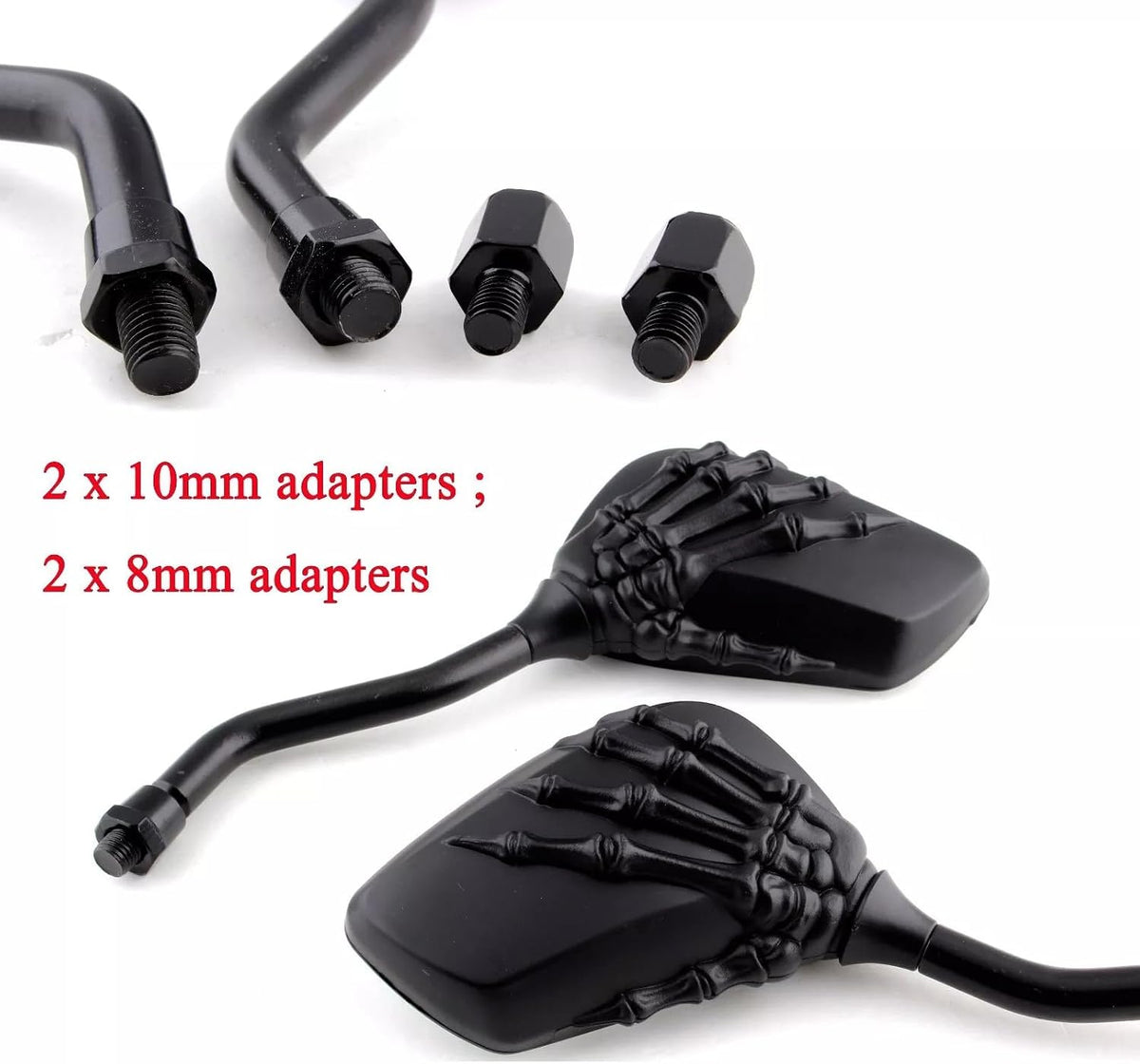 ya 13 9.15 baidi Black Motorcycle 8mm 10mm Skull Hand Side Rearview Mirrors Universal for Yamaha