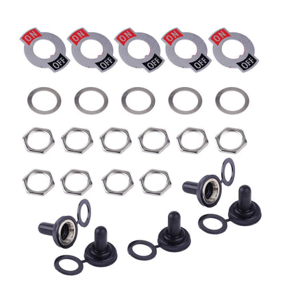 ya 6 8.24 baidi 5 Pack SPST 2 Pin Auto Boat 15A 250V On/Off Rocker Toggle Switch with Waterproof Boot 