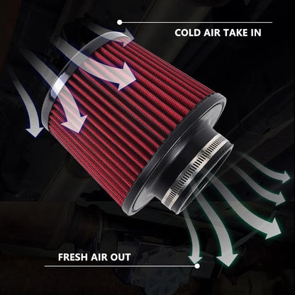 ya 13 9.15 baidi High Flow Inlet Cold Air Intake Cone Replacement Dry Air Filter RED 3 76mm