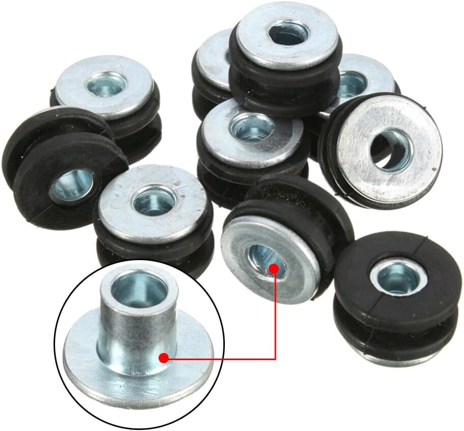 ya 4 8.10 10Pcs Motorcycle M6 Rubber Grommets Bolt Pressure Relief Cushion Kit Replacement