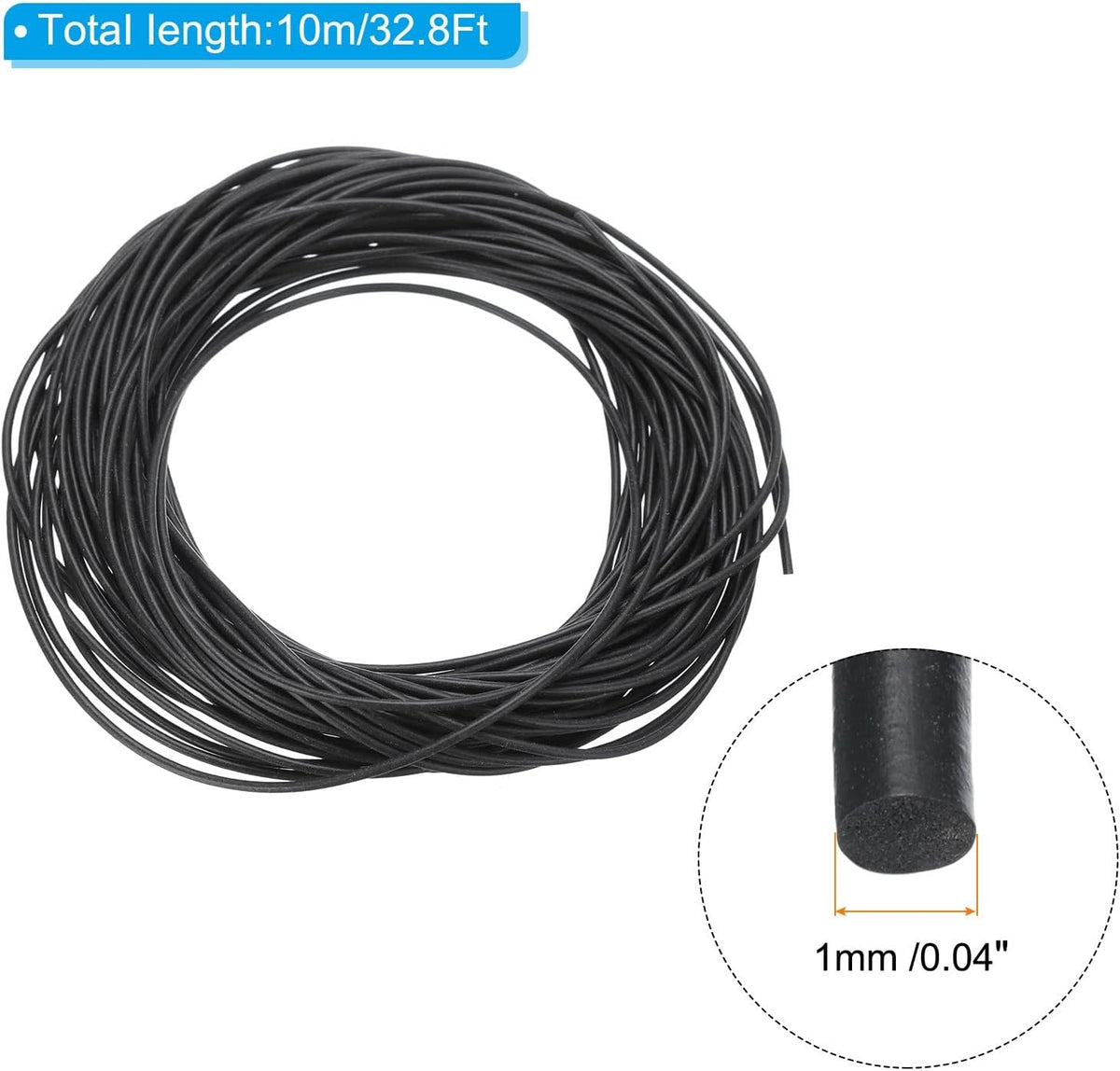 ya 26 10.21 baidi Silicone Foam Seal Strip, 32.8Ft 0.04Dia High Density Weather Stripping, Black