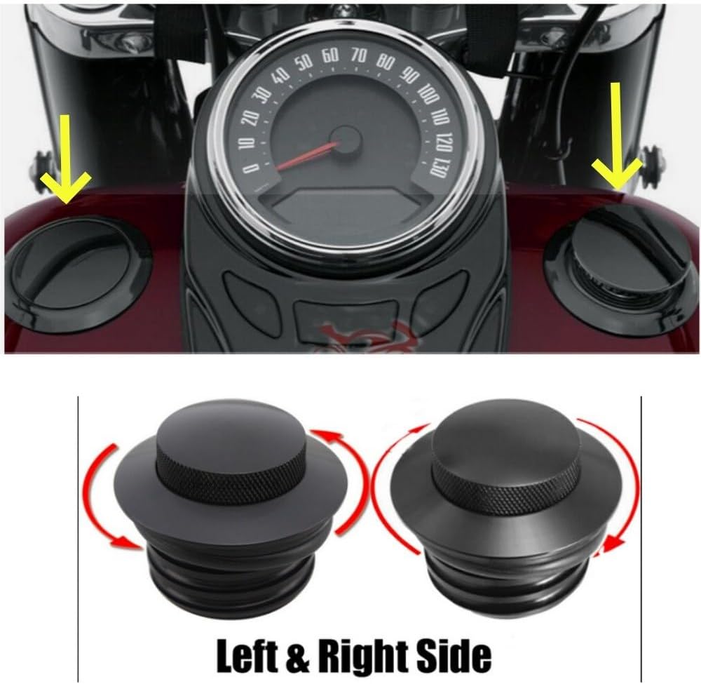 ya 13 9.15 baidi Pop Up Throttle Cap Vented Fuel Tank Cap Reverse Thread for Harley Black 2-