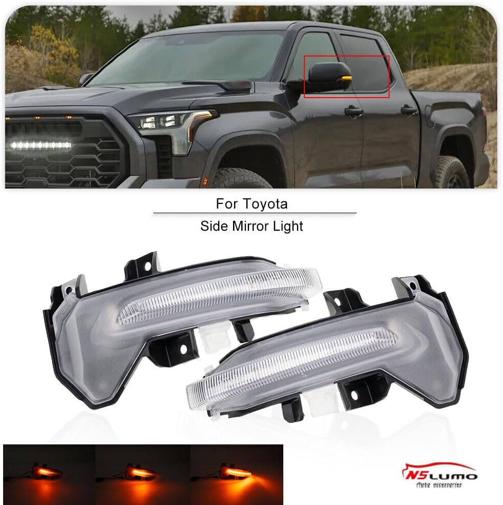 ya 7 8.24 baidi Dynamic Amber LED Clear Lens Side Mirror Signal Lights for 2022-2024 for Toyota Tundra 