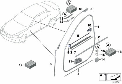 ya 10 9.16 baidi 51 33 7 178 007 for BMW 7 F01 Front Left Door Rubber Seal 7178007 513371780076I