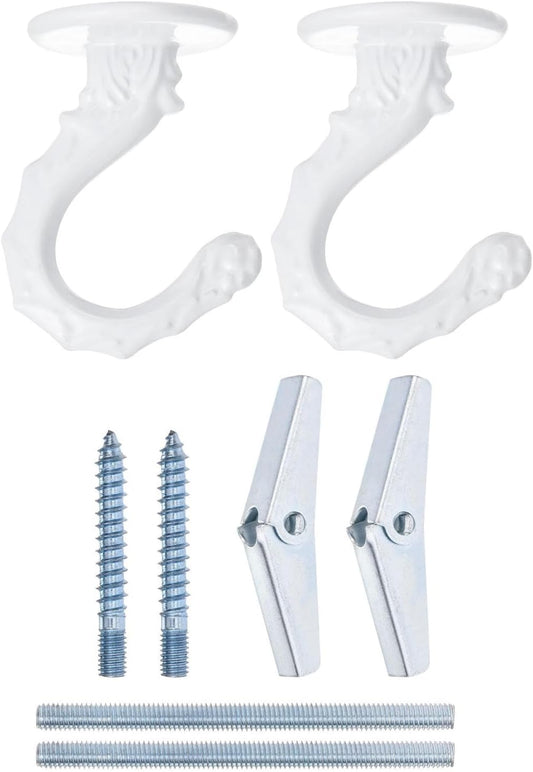 ya 26 10.21 baidi 2Pcs Swag Ceiling Hooks with Hardware Zinc Alloy White Plants Hanging 34x55mm