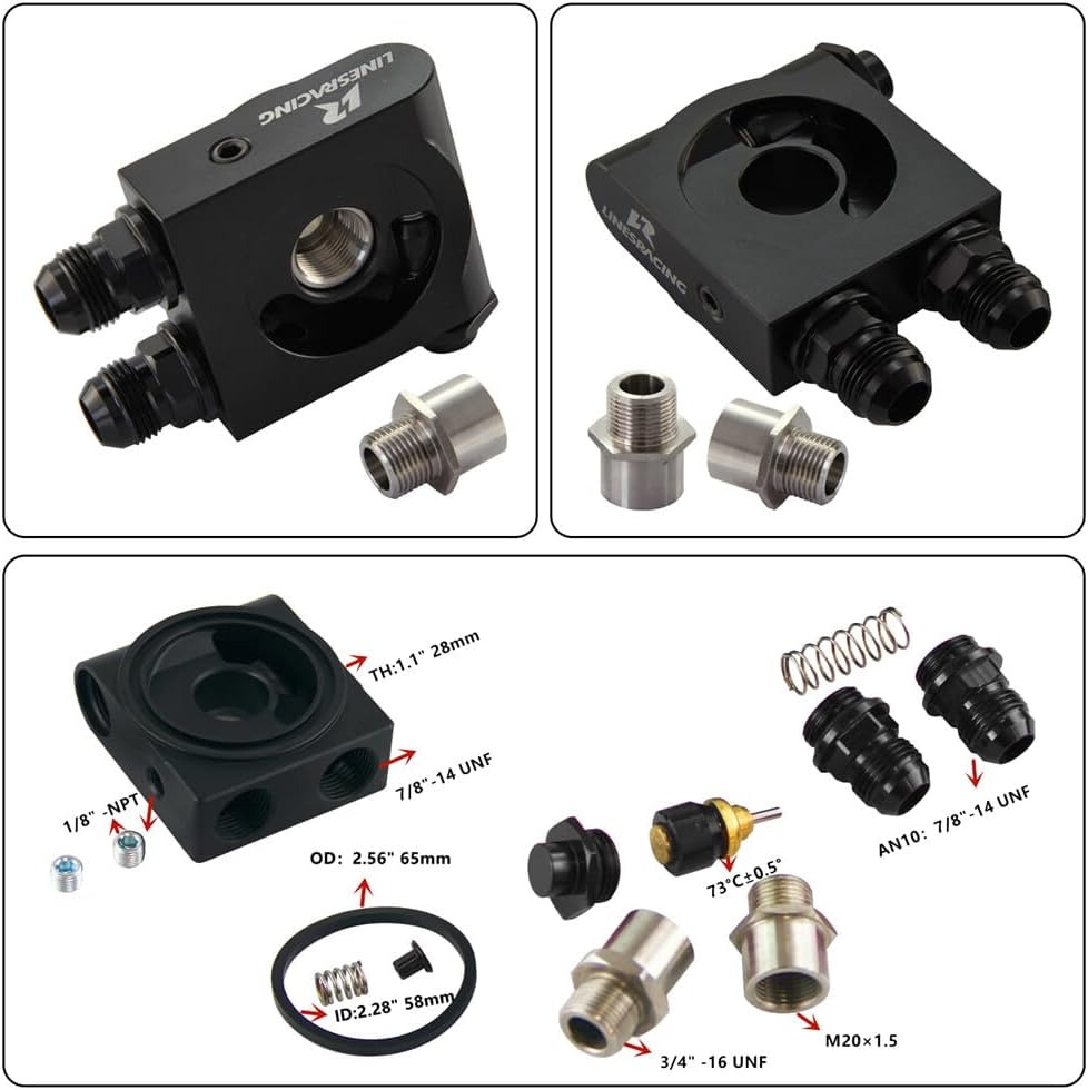 ya 12 10.8 baidi Universal 16 Row Thermostatic Oil Cooler Kit British Type+Mounting Brackets Kit