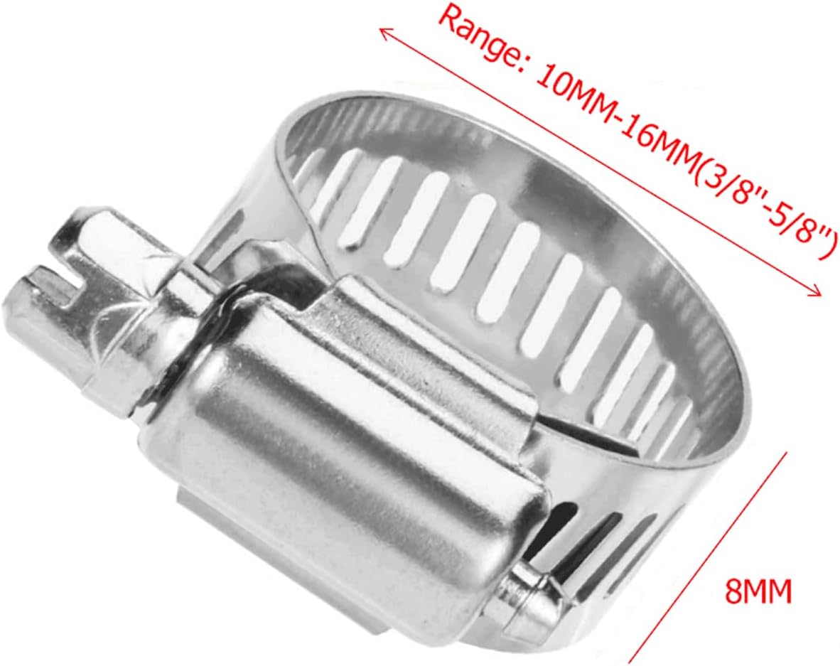 ya 11 9.14 baidi50 Pack 3/8 - 5/8 Adjustable SS304 Drive Hose Clamp Fuel Line Worm Clamp Pipe Clamp -