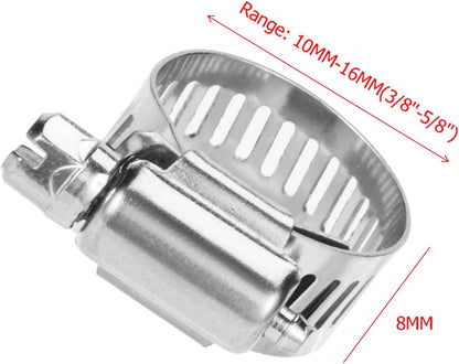 ya 11 9.14 baidi50 Pack 3/8 - 5/8 Adjustable SS304 Drive Hose Clamp Fuel Line Worm Clamp Pipe Clamp -
