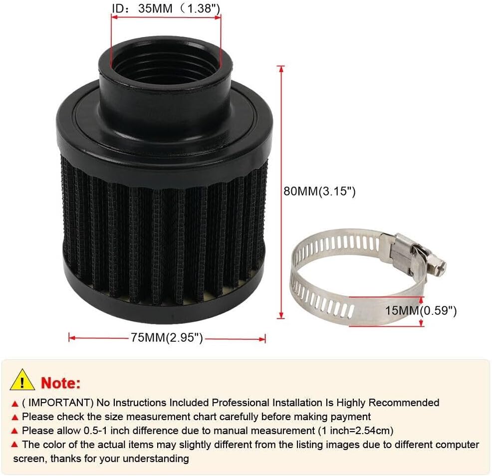 ya 13 9.15 baidi Black 35mm Car Air Filter Universal Cold Air Intake Filter High Flow Breather
