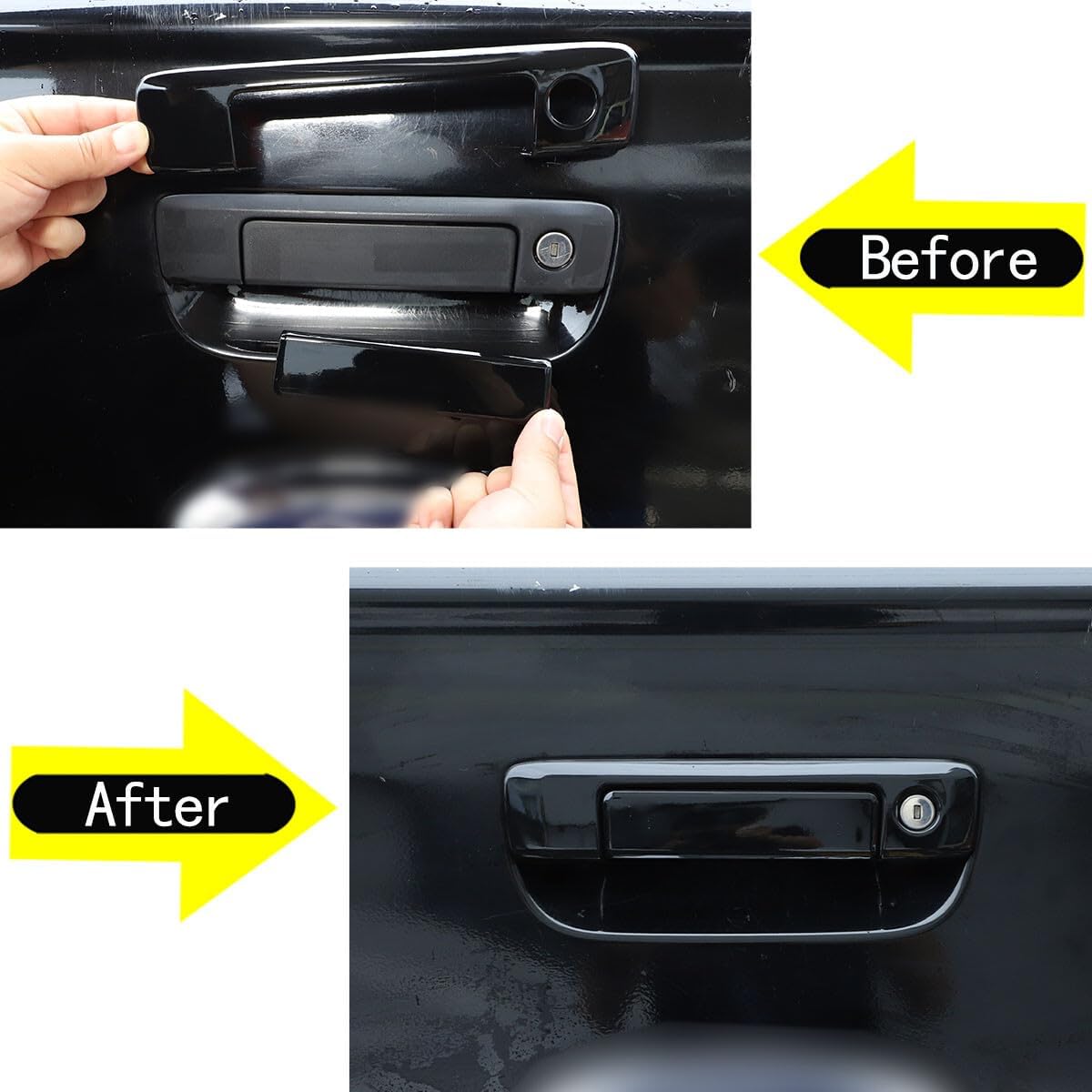 ya 10 9.16 baidi Suitable for Ford Ranger 2015-2021 Tailgate Handle Decorative Protective Cover ABS Black 2 Pieces
