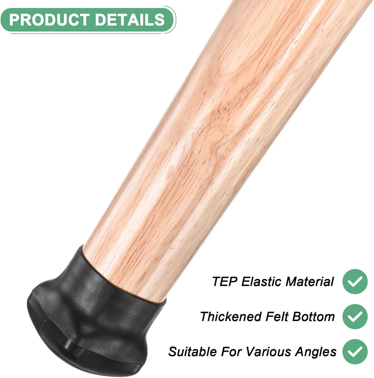 ya 26 10.21 baidi 8-Pack Chair Leg Floor Protectors, 1-1.25 Square PTFE C [Black]