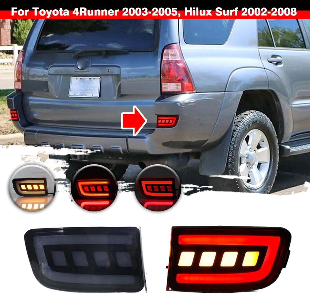 ya 13 9.15 baidi 4in1 Rear Bumper Reflector Lights Smoked For for Toyota for 4Runner 03-05 Hilux 03-09