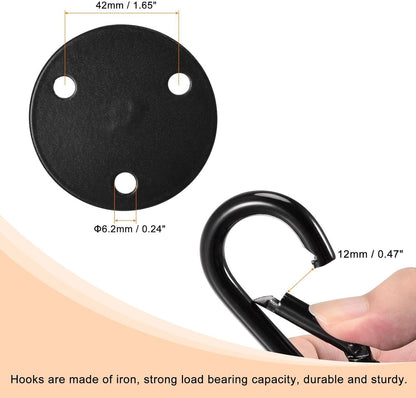 ya 26 10.21 baidi Ceiling Hooks Snap Hook Wall Mounted 65x81mm Iron for Hanging Plants Black 2Pcs