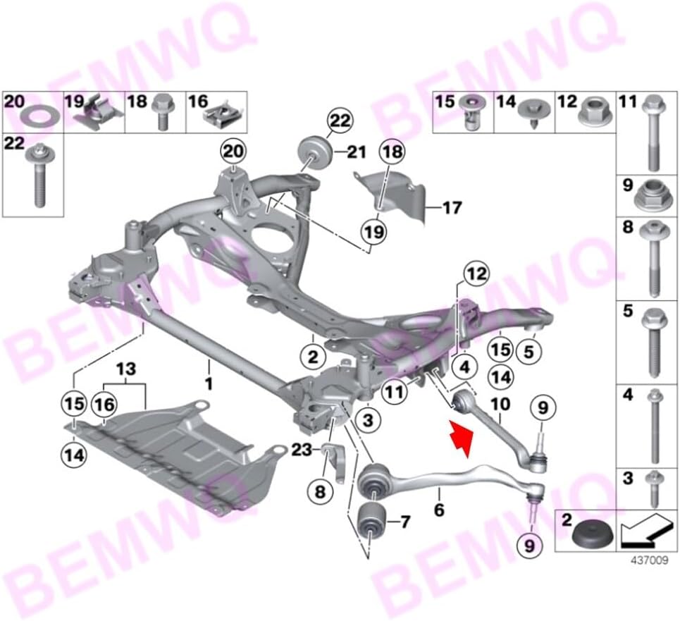 ya 5 8.10 4-Pack Front Lower Rear Control Arm Kit for BMW 228i 230i 320i 328i 330/335i