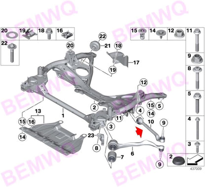 ya 5 8.10 4-Pack Front Lower Rear Control Arm Kit for BMW 228i 230i 320i 328i 330/335i