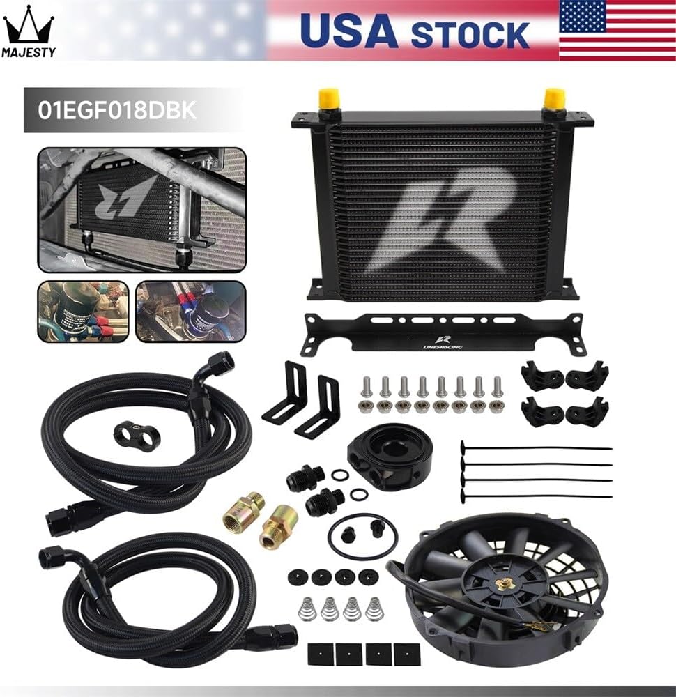 ya 12 10.8 baidi LR 30 Row AN10 Oil Cooler Kit+Filter Adapter Hose Kit +7 Electric Fan Kit Black