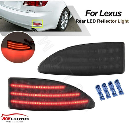 ya 7 8.24 baidi For 2006-2013 for Lexus IS250 IS350 Smoked Red LED Rear Bumper Reflector Break Light 
