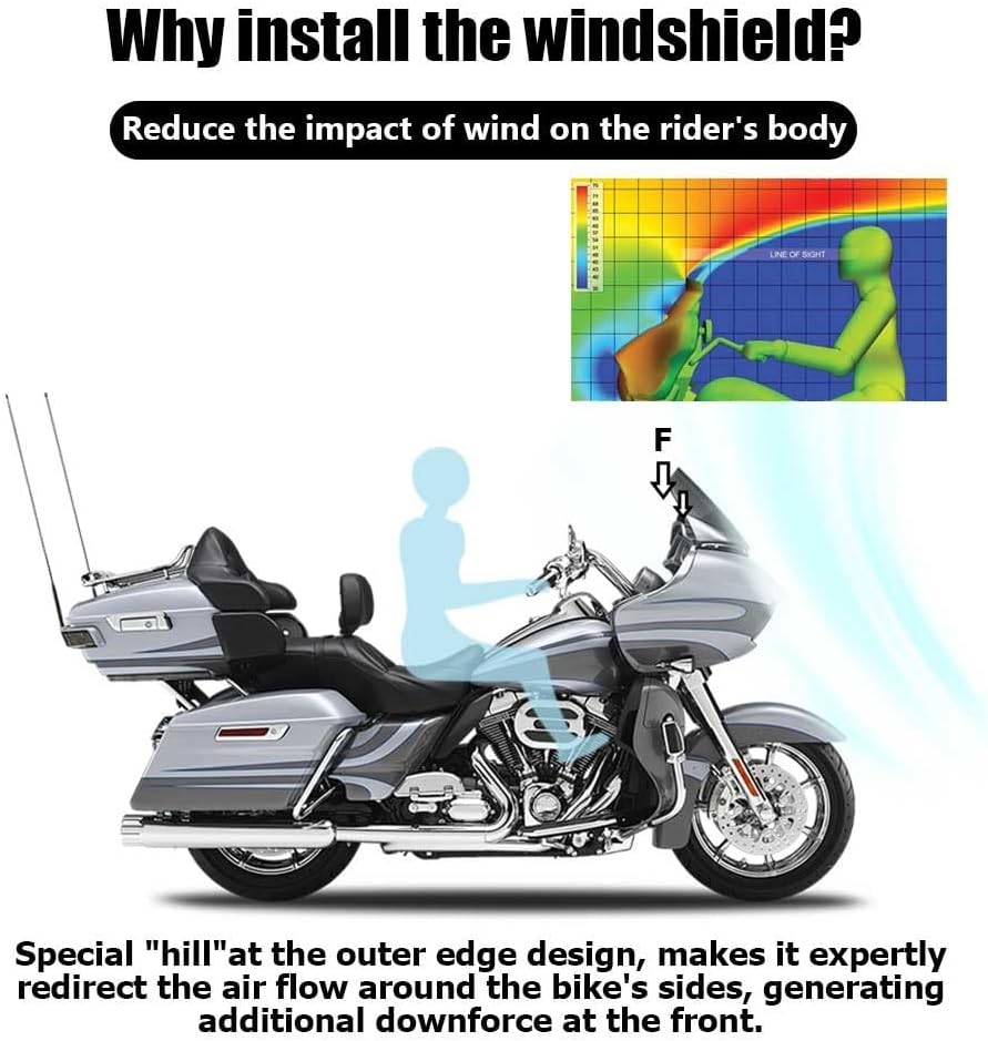 ya 23 10.7 baidi Clear 13 Wave Windshield Windscreen Fit for Harley Road Glide 3 FLTRT 2015-2025