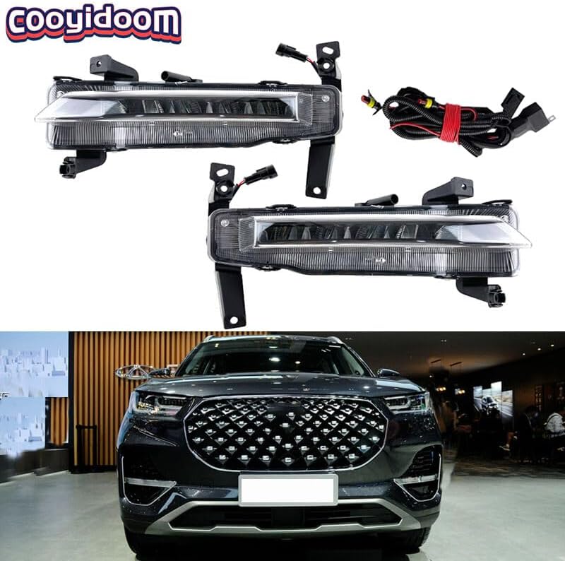 ya 9 10.24 1 Set For Chery Tiggo 8 Pro Plus Front Bumper LED Fog Light Daytime Running Lamp