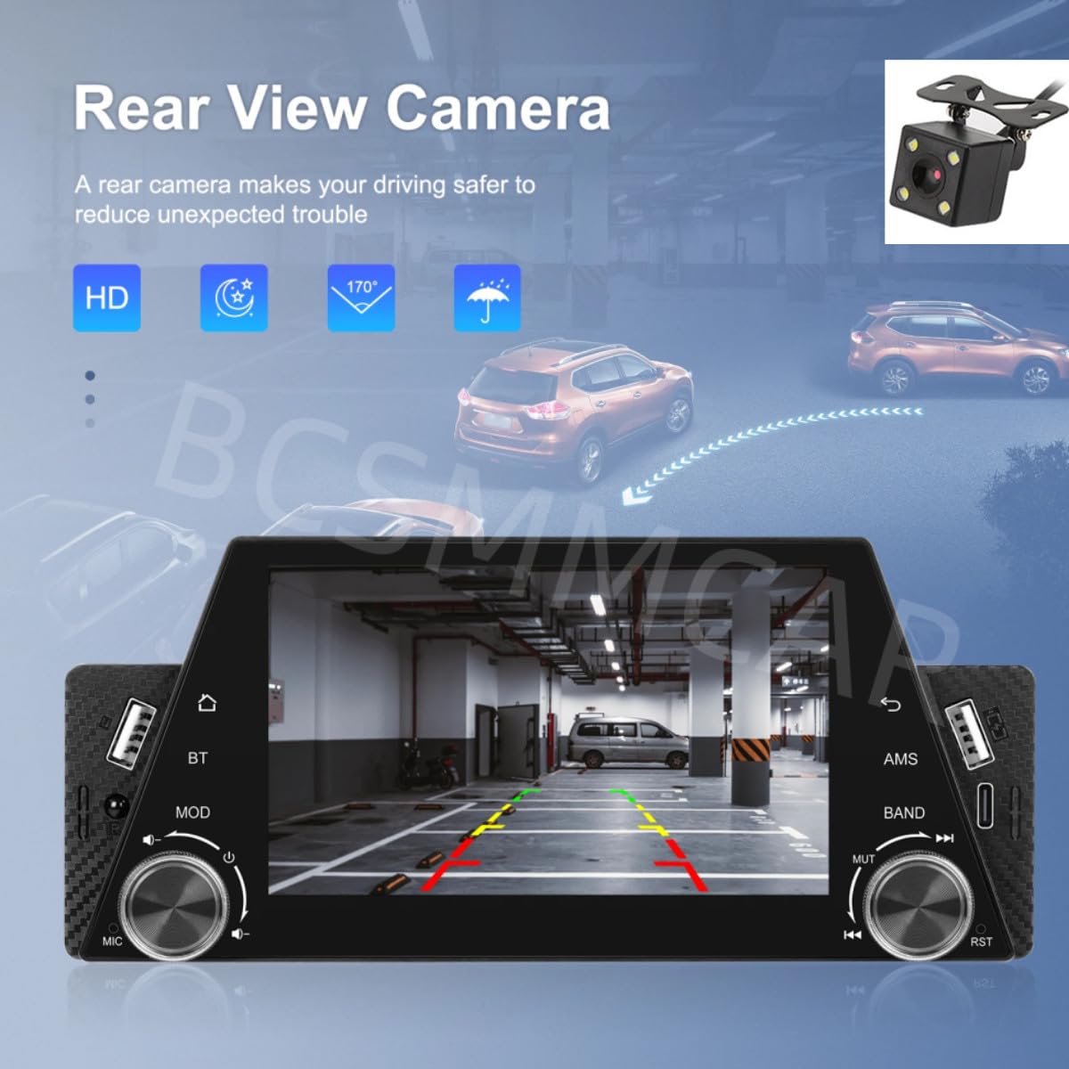 ya 6 8.24 baidi for Apple CarPlay 5in 1Din Car Stereo Radio Android Auto Touch Screen W/Camera