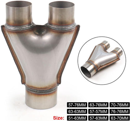 ya 6 8.24 baidi 2.5 Input and 2 Output Dual Universal Stainless Steel Y-Pipe Adapter Pipe