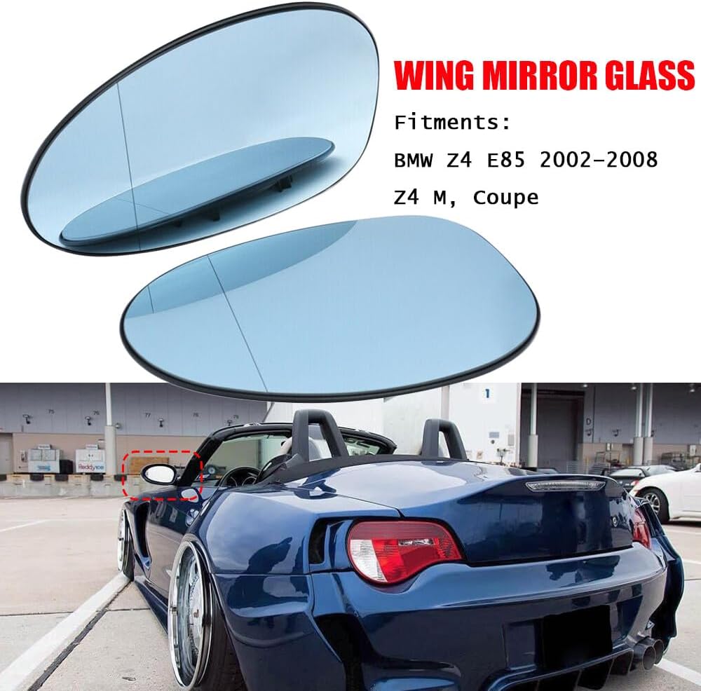 ya 2 8.15 Pair Left+Right Blue Heated Wing Mirror Glass for BMW Z4 E85 2002¨C08 Z4 M Coupe