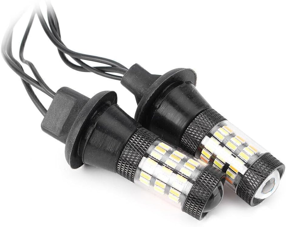 ya 4 8.8 T20 7440 4014 60SMD White Amber Switch LED Turn Signal Bulb Dual Color 